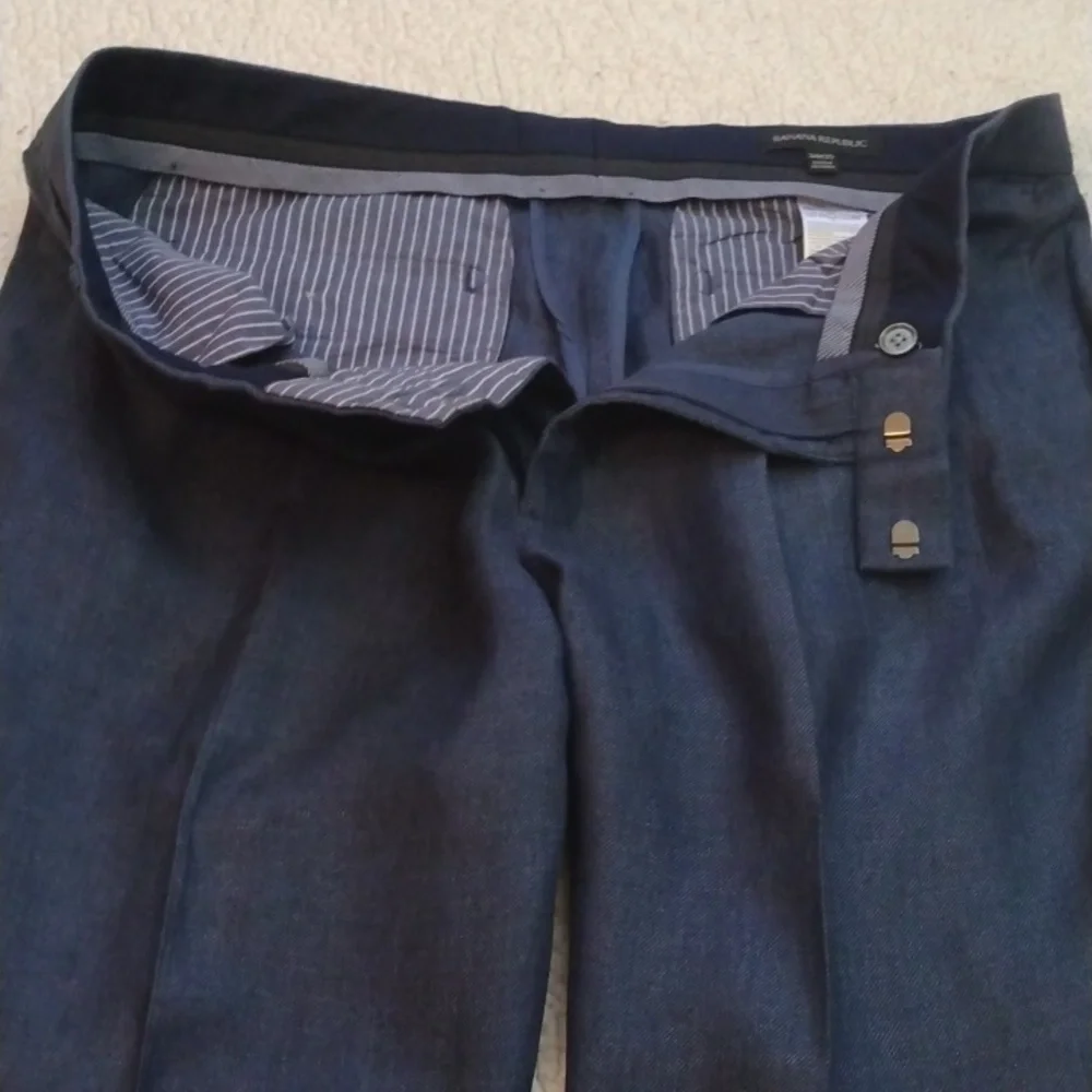Banana Republic Slim/Modern Fit Blue Linen Summer Pants 34 - 30